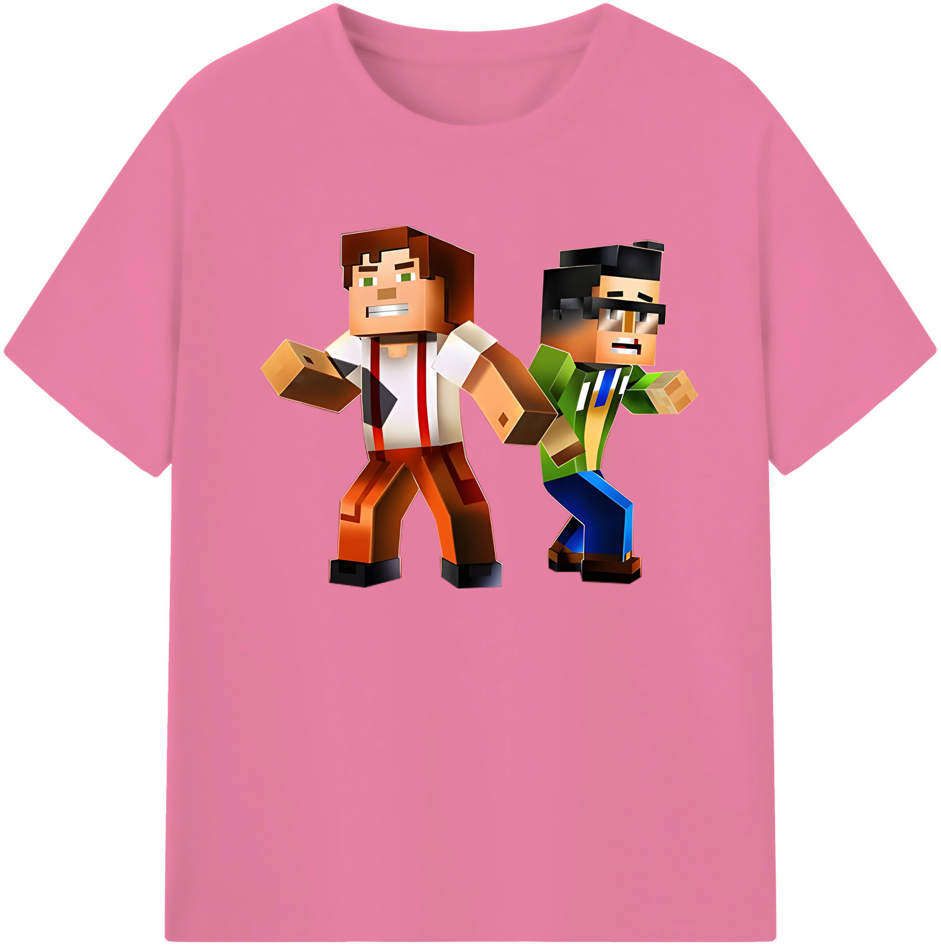 （画像用） マインクラフト ブロックの世界 Minecraft MC Block world 綿100％半袖Tシャツ（フロントプリント）